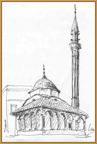 Tirana - Az Ethem Bey mecset festett belsejét büszkén mutogatják 