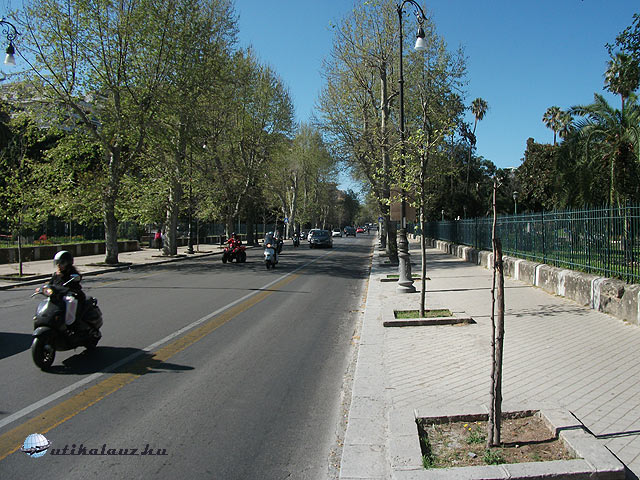 Palermo Buszsáv a város főútvonalán, a Via della Libertán