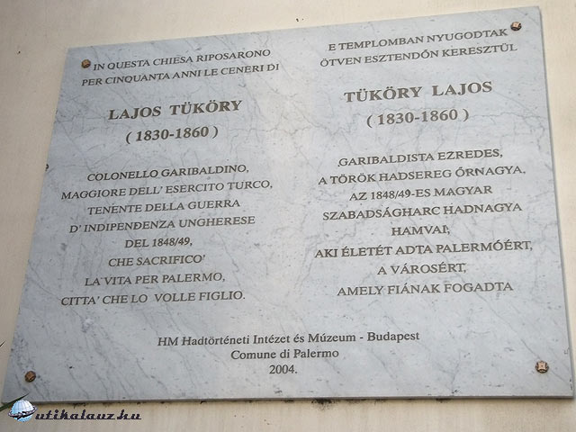 Palermo Emléktábla a Corso Tukory főútvonal egyik épületén